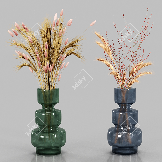 Elegance in Glass: Set of Vases 3D model image 3