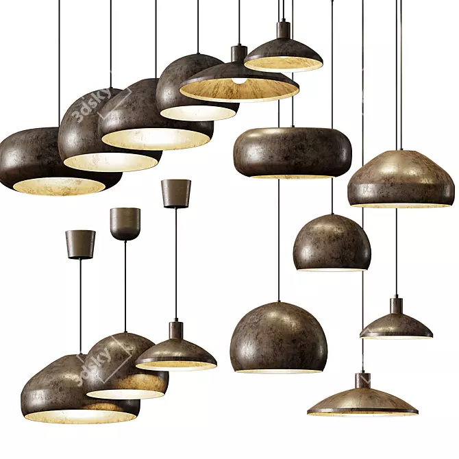 Aldo Bernardi MATERIA Pendant - Vintage Steel Lighting 3D model image 1