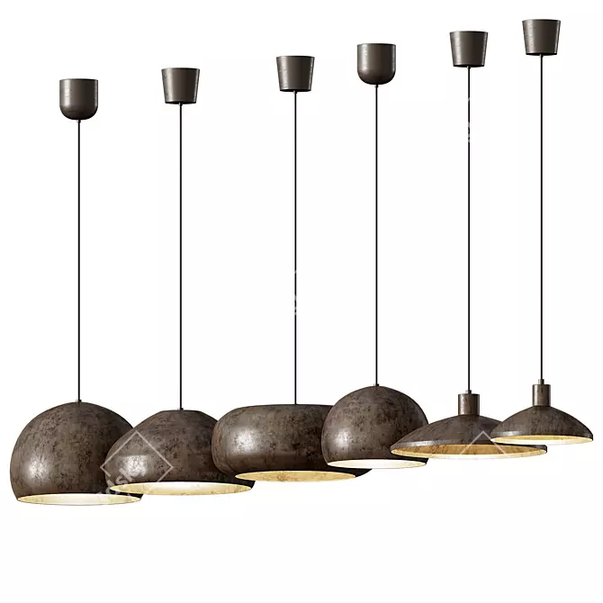 Aldo Bernardi MATERIA Pendant - Vintage Steel Lighting 3D model image 2