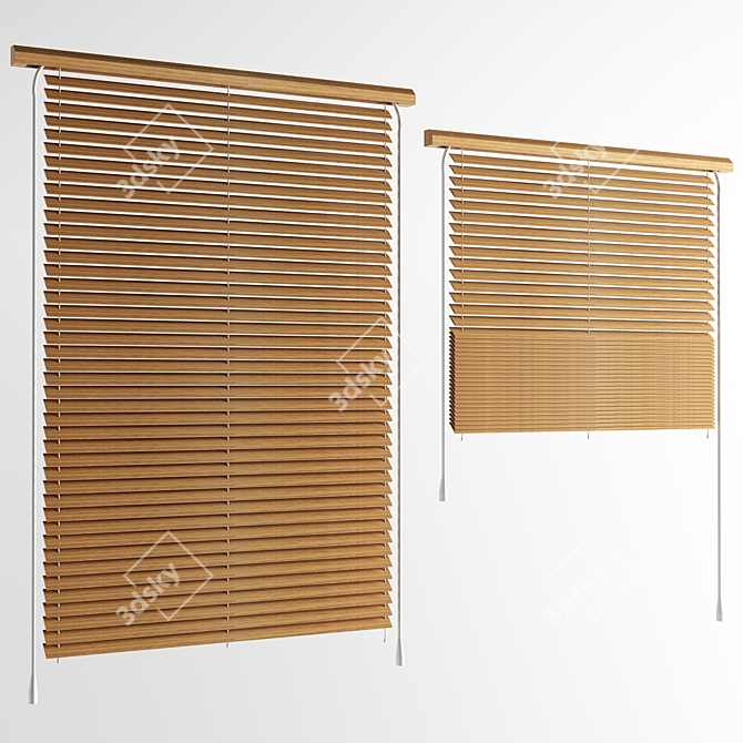 Natural Wood Window Blinds 3D model image 1