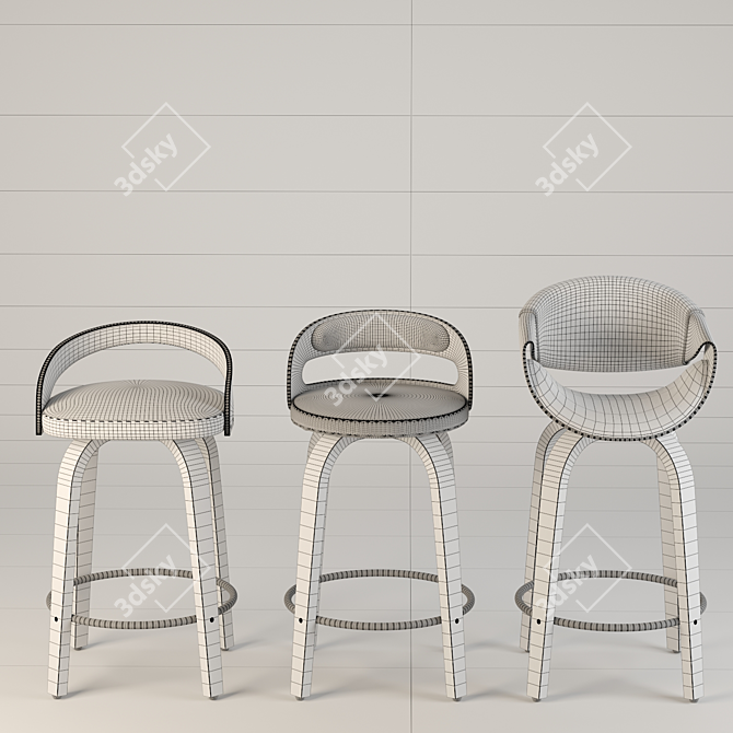 Modern Swivel Stools Set - 3 Designs 3D model image 11