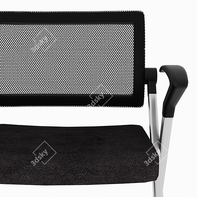 Sweet Mesh Chair: Stylish Silver Metal and Fabric Seating 3D model image 3