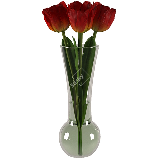 Triple Tulip Bouquet 3D model image 1