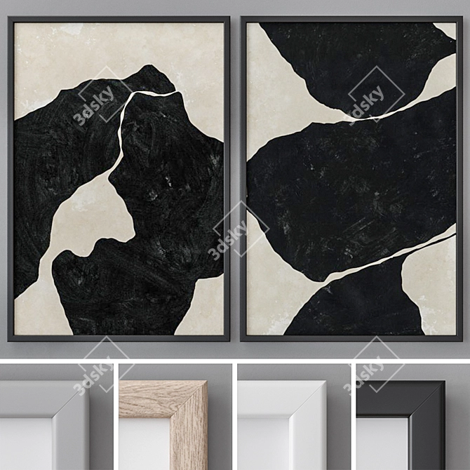 Modern Abstract Paintings Set 3D model image 1