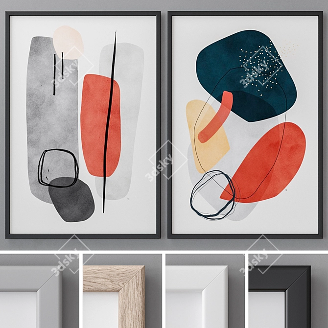 Modern Abstract Art Frames 3D model image 1