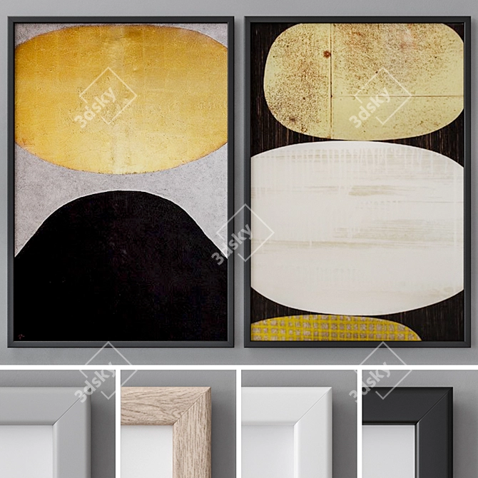 Modern Abstract Photo Frames Set 3D model image 1