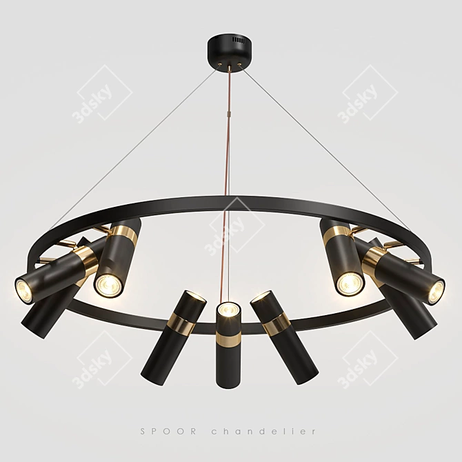 Sleek 9-Light Lampatron Spoor Pendant 3D model image 1