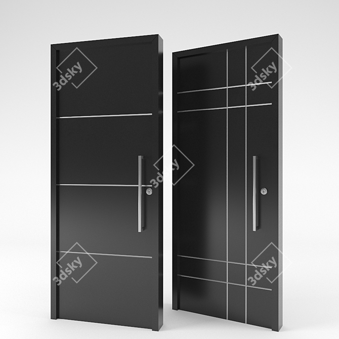 Sleek Black Modern Door 3D model image 1