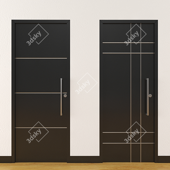 Sleek Black Modern Door 3D model image 2