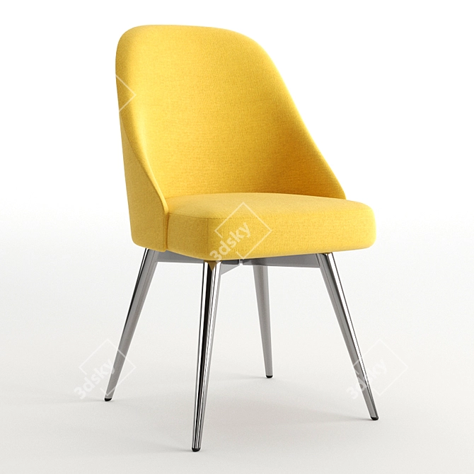 Velvet Swivel Office Chair - Mid-Century Elegance 3D model image 1