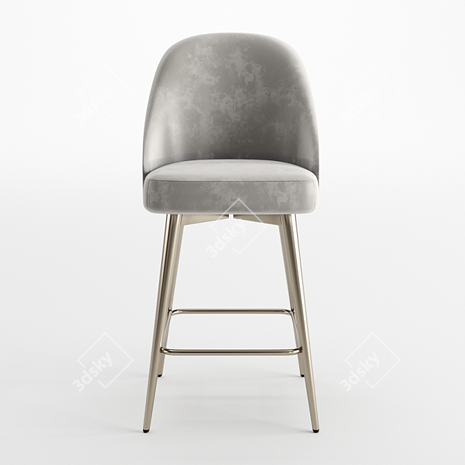 Luxury Velvet Swivel Barstool 3D model image 2