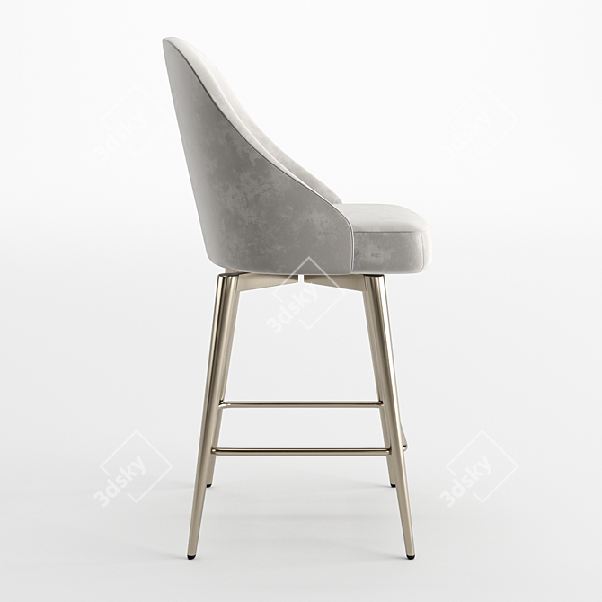 Luxury Velvet Swivel Barstool 3D model image 3