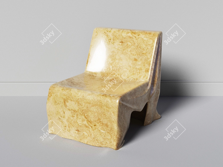 Sleek Stone Chair: Modern Low-Poly Design 3D model image 1