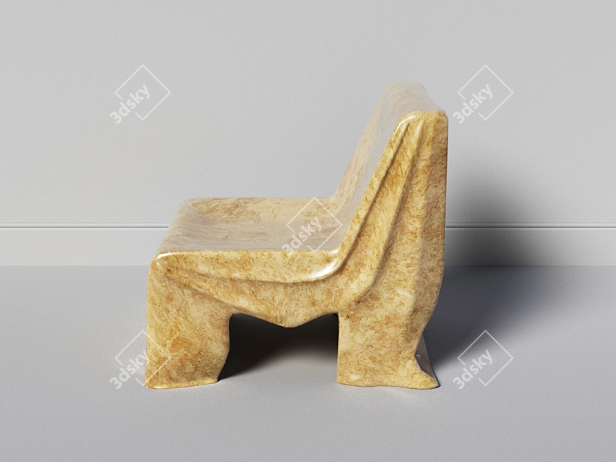 Sleek Stone Chair: Modern Low-Poly Design 3D model image 2