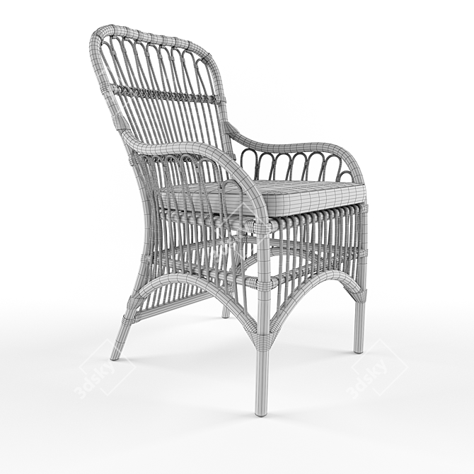 Elegant Rattan Armchair: Comfort & Style 3D model image 2