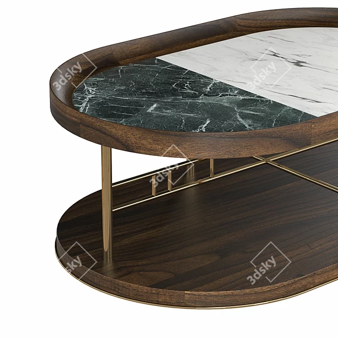 Brass and Marble Center Table 3D model image 2
