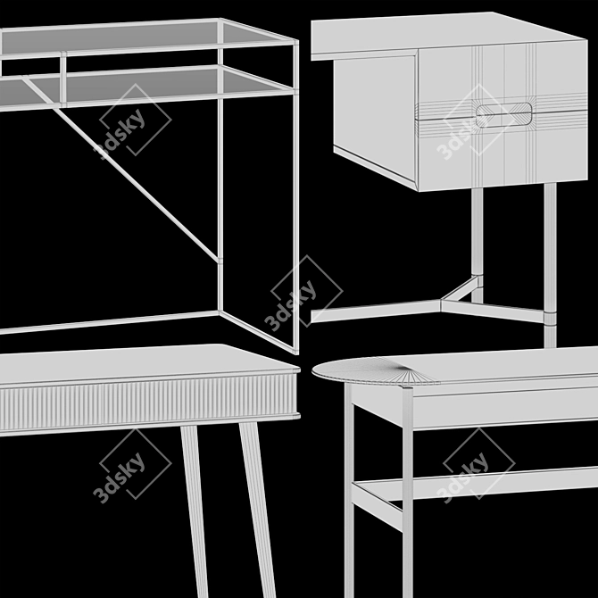 Sleek Lora Oblone Viva Sybil Writing Desk 3D model image 4