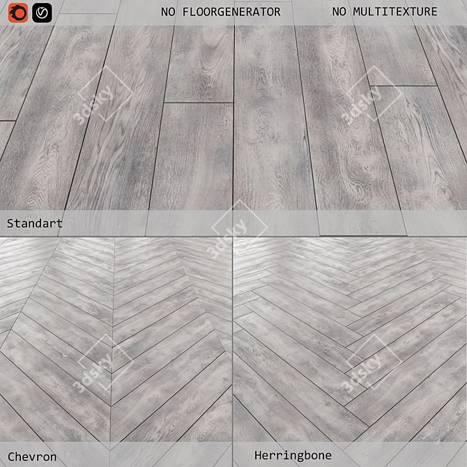 Versatile Laminate Flooring with 3 Elegant Designs 3D model image 1