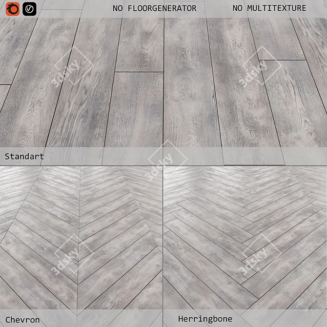 Versatile Laminate Flooring: 3 Layouts, Textured Tiles 3D model image 1