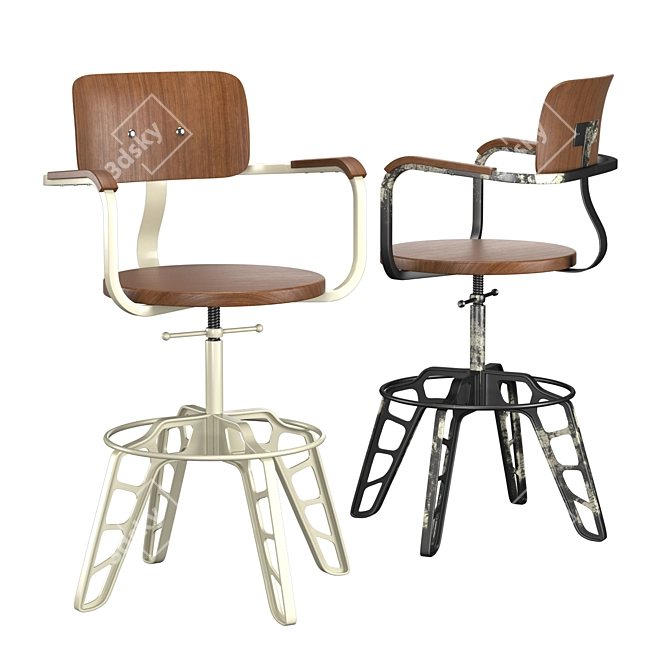 Industrial Steel Cafe Chair 3D model image 1