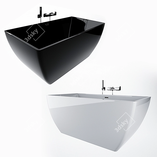 Elegant Black and White Bathtub 3D model image 1