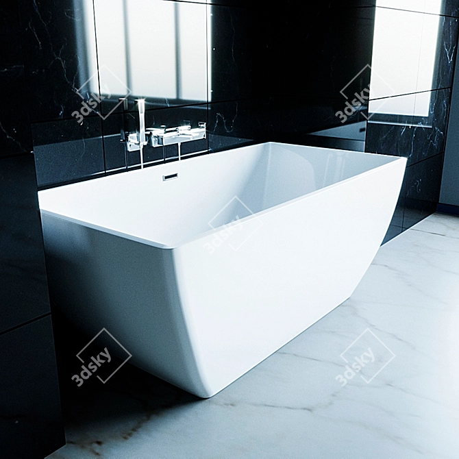 Elegant Black and White Bathtub 3D model image 2