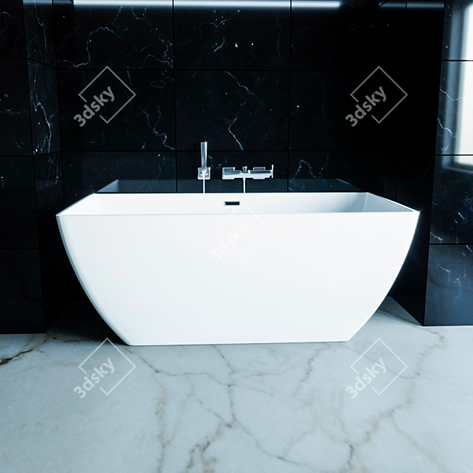 Elegant Black and White Bathtub 3D model image 3