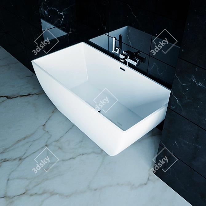 Elegant Black and White Bathtub 3D model image 4