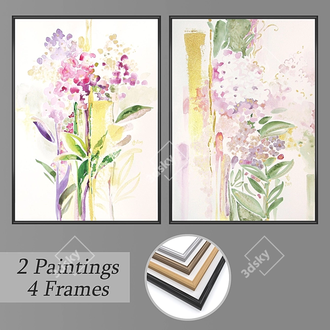 Diverse 2-Piece Wall Art Set 3D model image 1