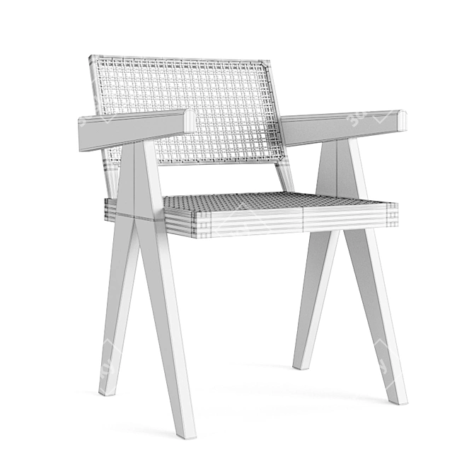 Vintage Pierre Jeanneret Armchair: Iconic Design 3D model image 1