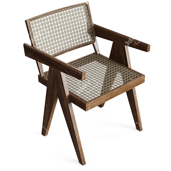 Vintage Pierre Jeanneret Armchair: Iconic Design 3D model image 3