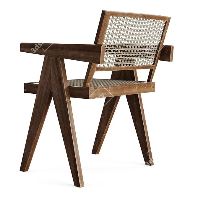 Vintage Pierre Jeanneret Armchair: Iconic Design 3D model image 4