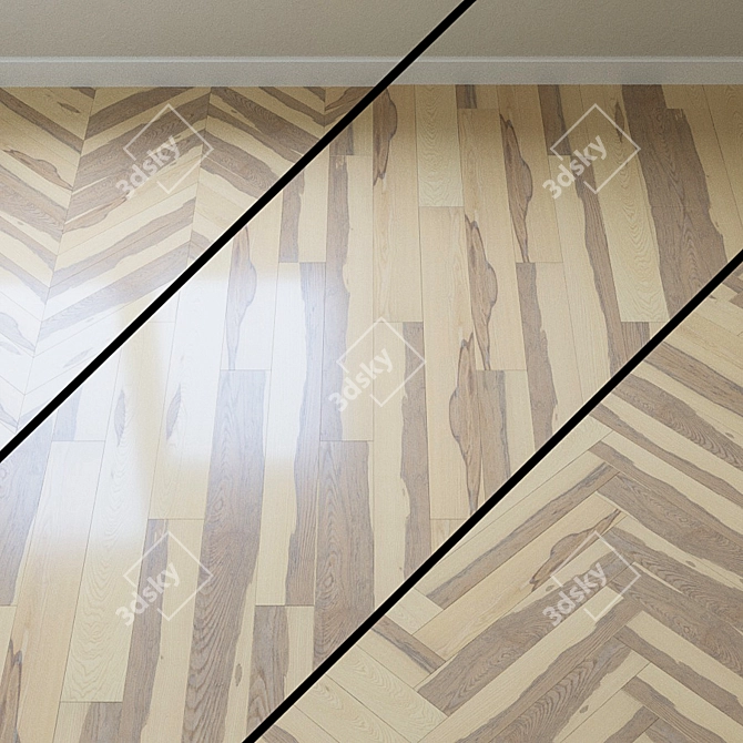 French Ash Chevron Parquet 3D model image 1