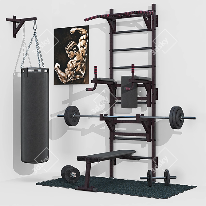 Oval Swedish Wall No. 12: Versatile Home Gym 3D model image 1