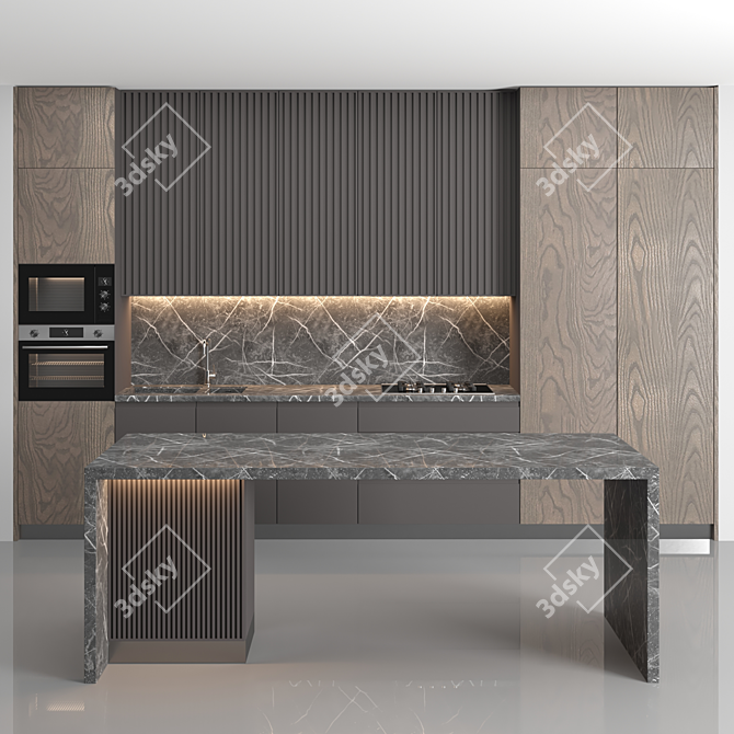 Modern Island Kitchen 3D model image 1