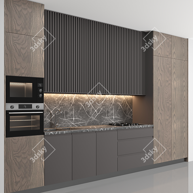 Modern Island Kitchen 3D model image 2