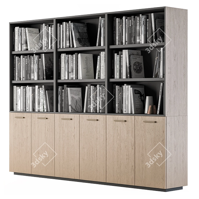 Minimalist Monochrome Bookshelf 3D model image 1