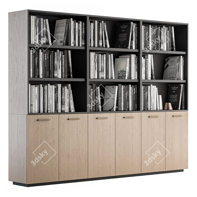 Minimalist Monochrome Bookshelf 3D model image 2