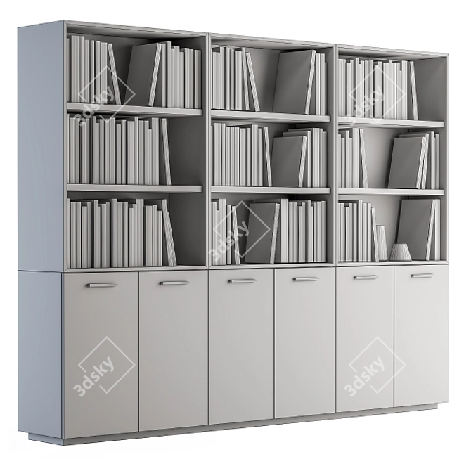 Minimalist Monochrome Bookshelf 3D model image 5