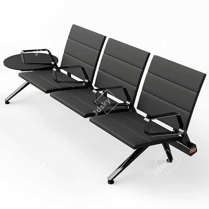 Black Flair Airport Seating by Poltrona Frau 3D model image 1