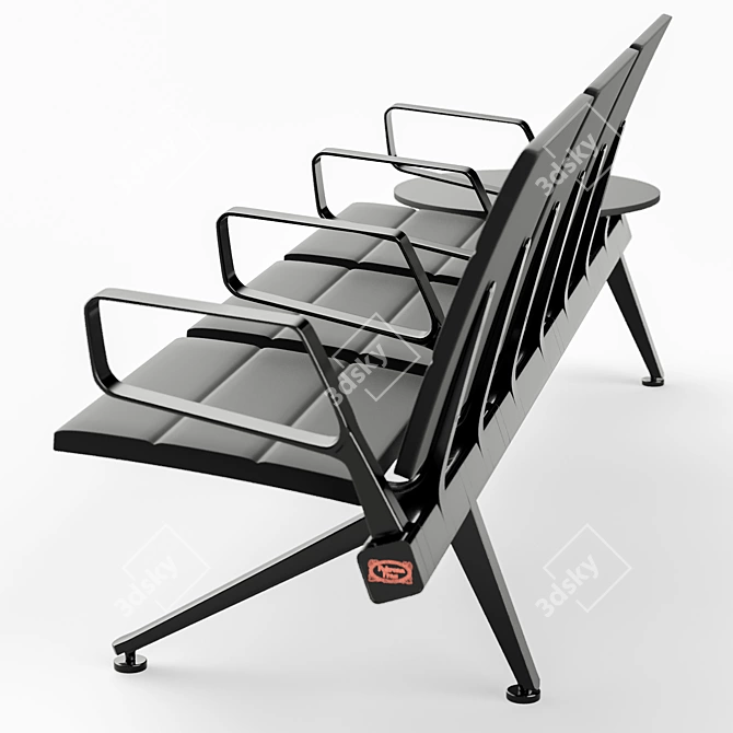 Black Flair Airport Seating by Poltrona Frau 3D model image 2