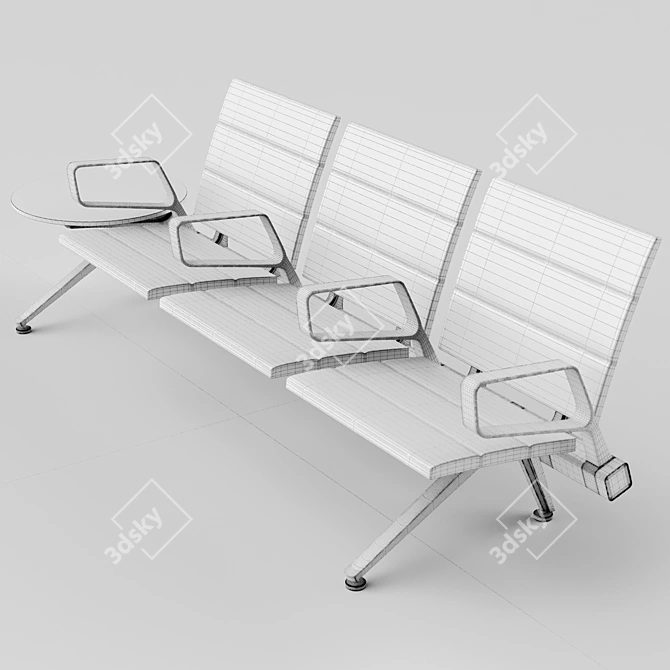 Black Flair Airport Seating by Poltrona Frau 3D model image 5