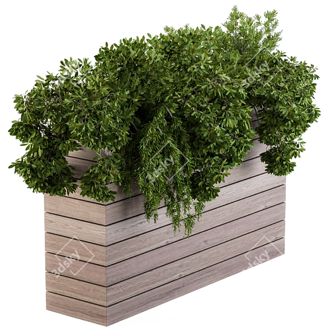 Rustic Wood Planter Set 3D model image 1