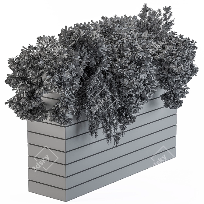 Rustic Wood Planter Set 3D model image 4