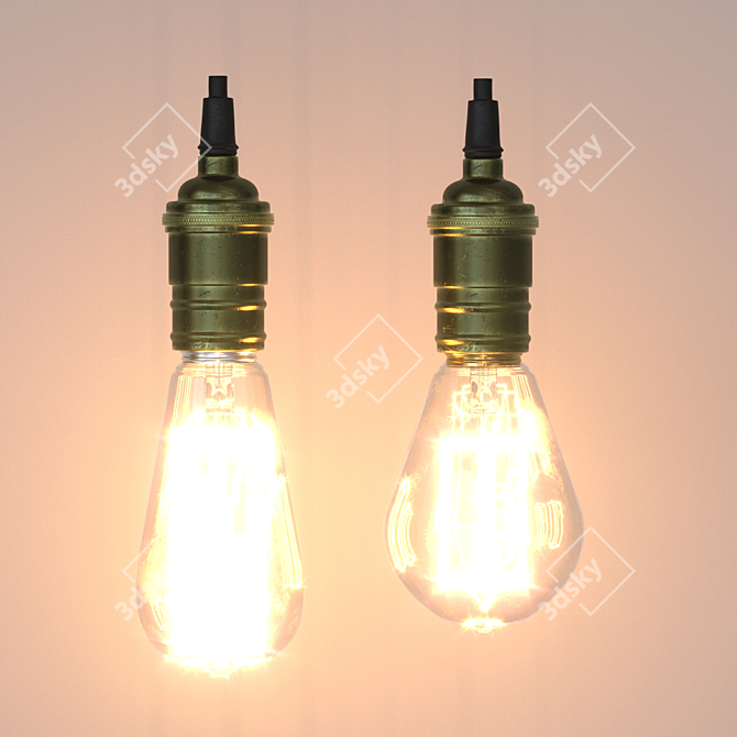 Retro Edison Lamp: Vintage E27 Socket 3D model image 2