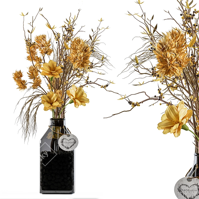 Radiant Yellow Bouquet Set 3D model image 1