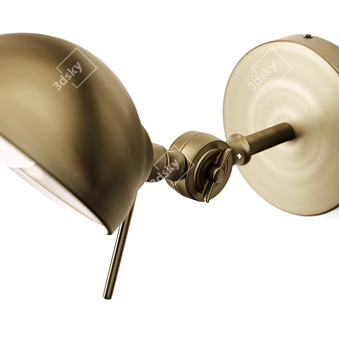 Industrial-style Brass Wall Lamp "Kikan 3D model image 4