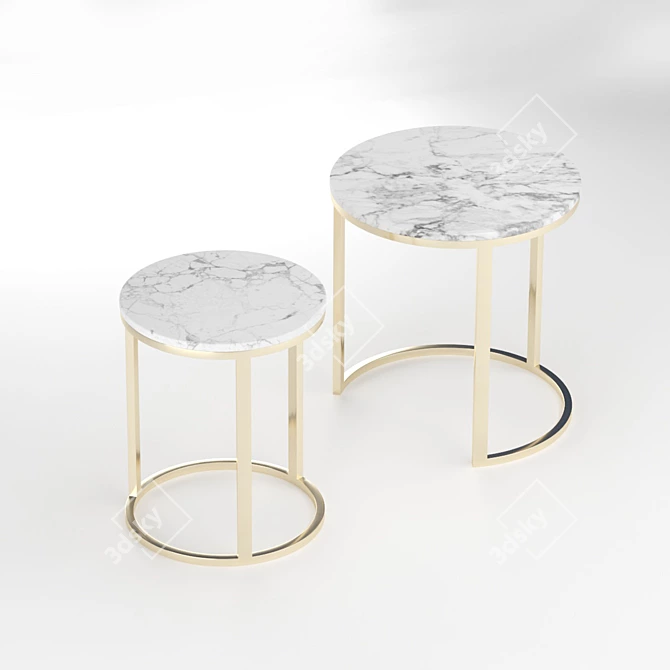 Marble Top Metal Base Coffee Tables 3D model image 3