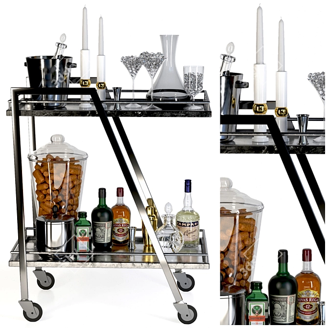 Elegant Alcohol Table Set 3D model image 1