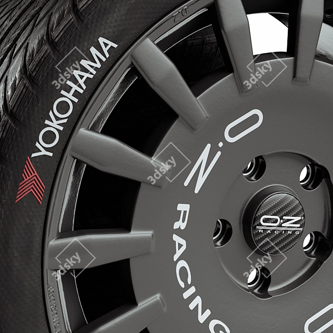 Title: OZ Rally Racing Black Wheels 3D model image 3